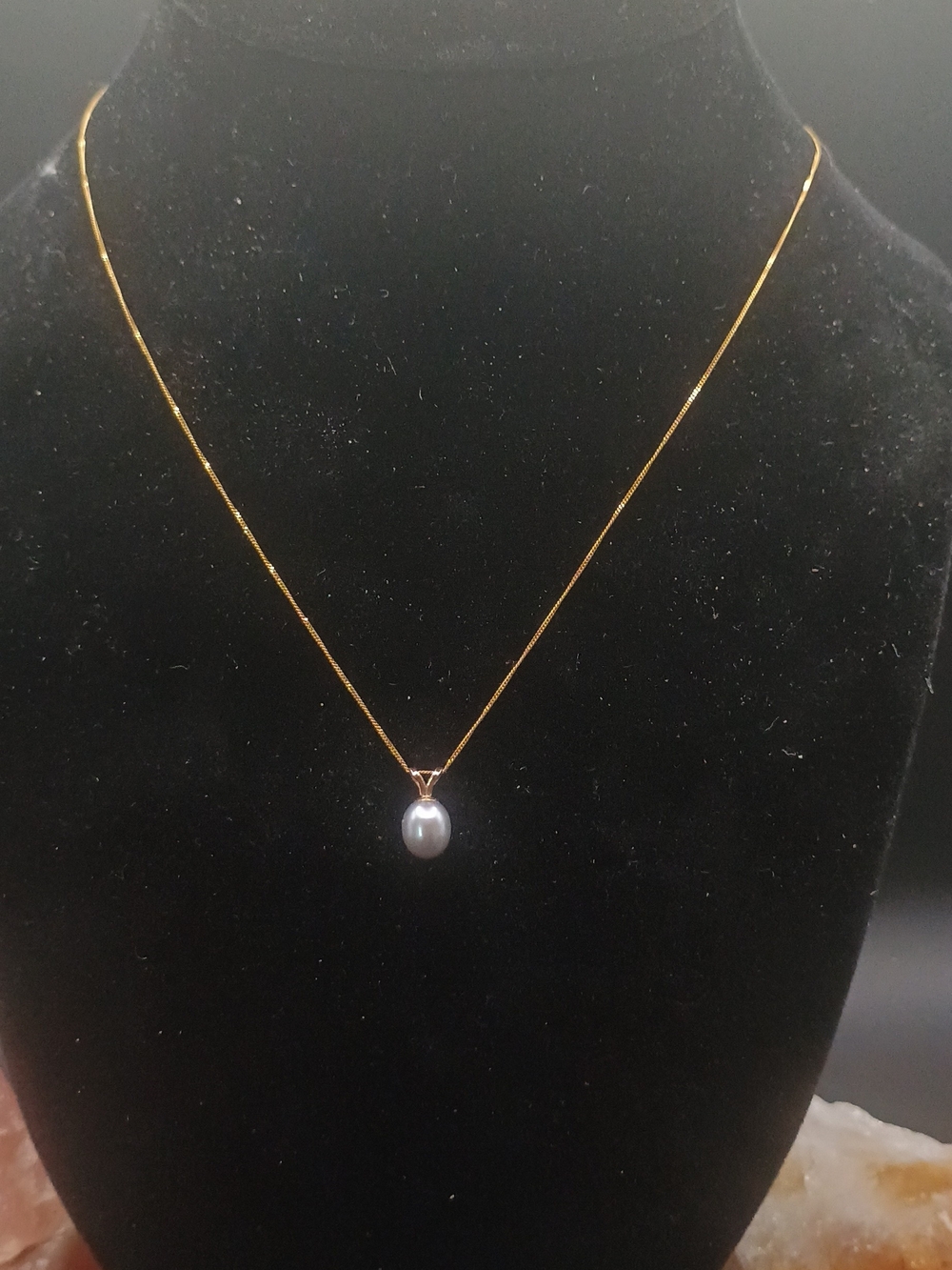 9k Gold Pearl Drop Necklace - Elegant Single Pearl Pendant